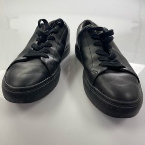 Men's Black Leather Low-Top Sneakers